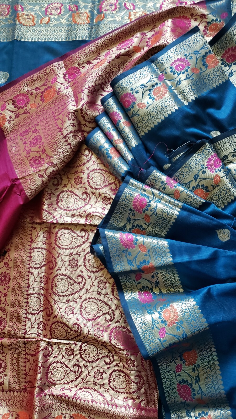 Silk Saree Banarasi Meenakari Zari Woven Unstitched Brocade Blouse Party Wear