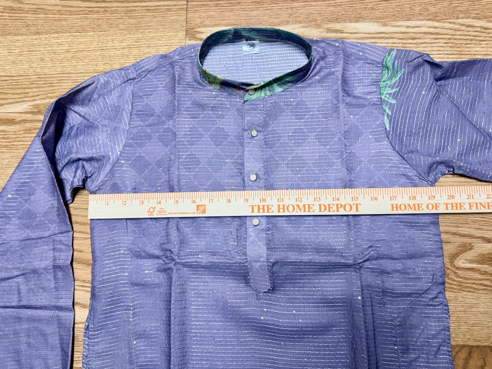 NWT Men’s Kurta PAJAMA SET SZ 36 S purple/sequins peacock PRINT India-USA sell