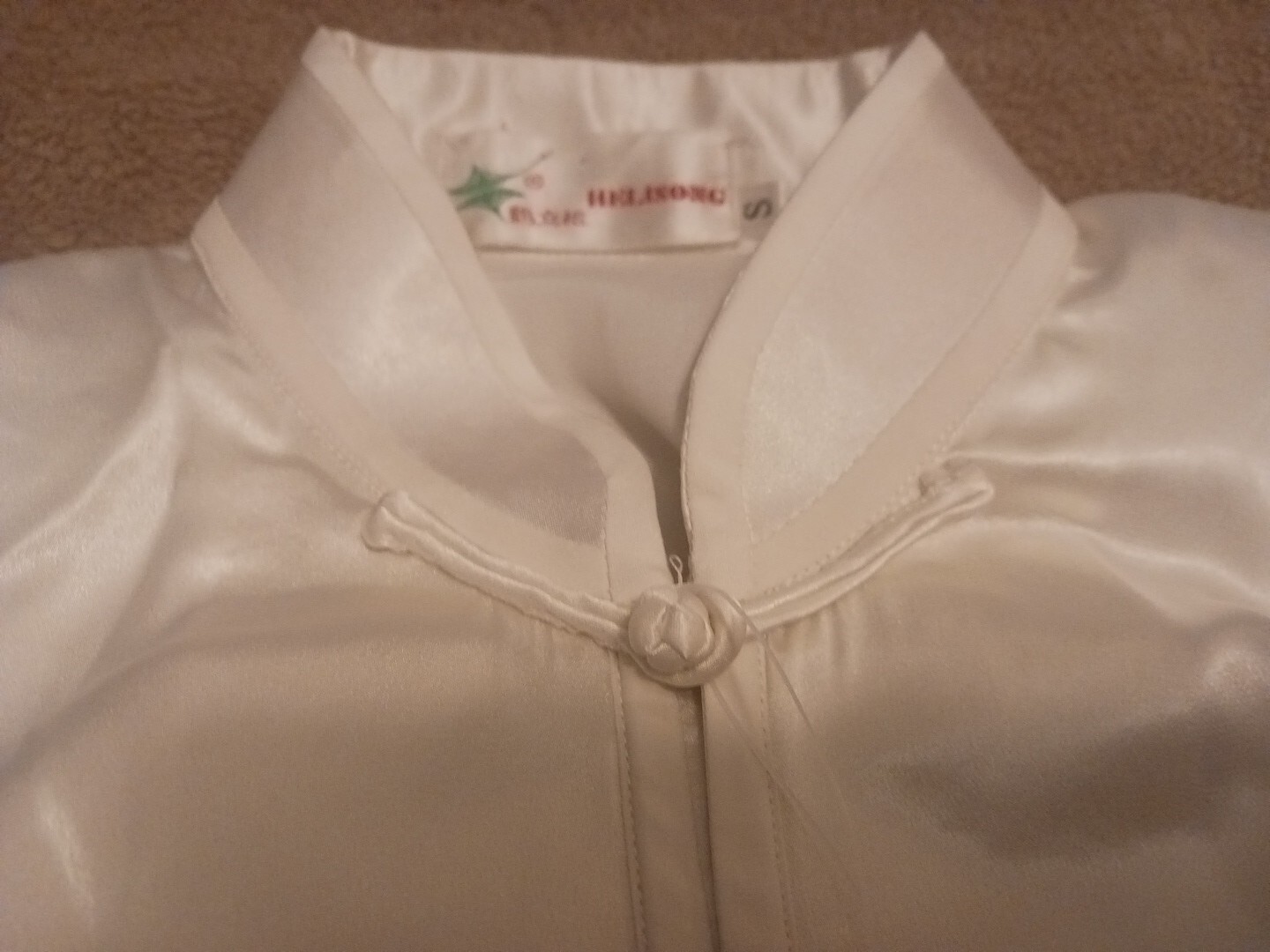 ASIAN WHITE SILK PAJAMA SET-SIZE LARGE