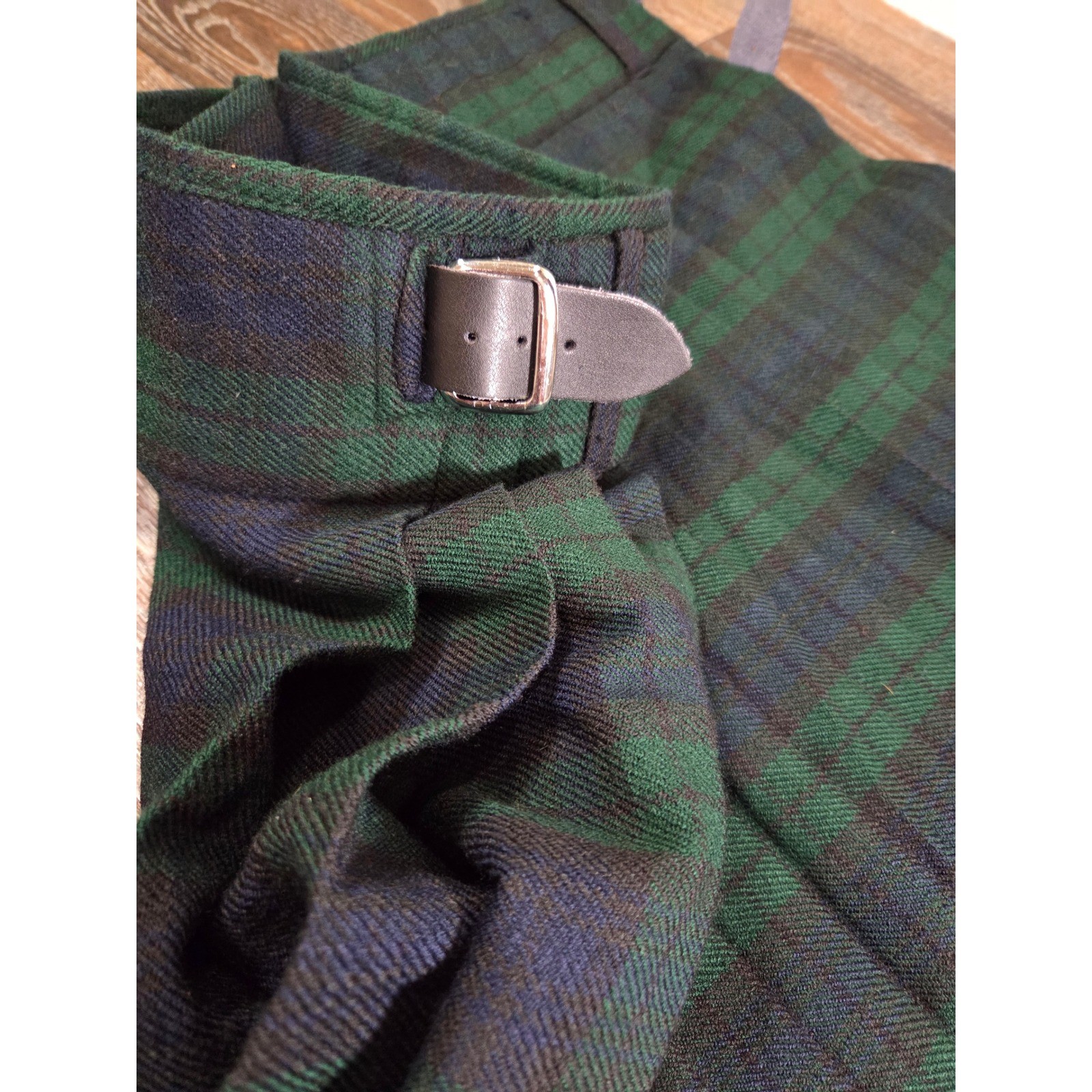 Scottish Design Tartans Black Watch Plaid Kilt Green Blue Acrylic Size 42/44