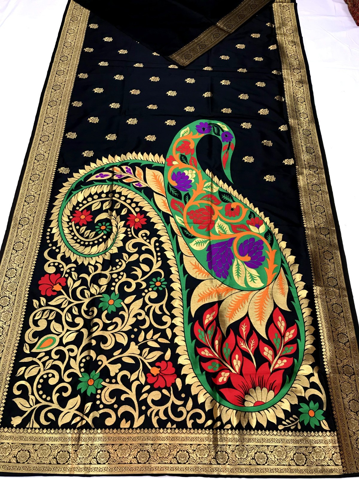 Banarasi Lichi Silk Saree Rose Gold Jari Border Indian Wedding Party Wear Sari
