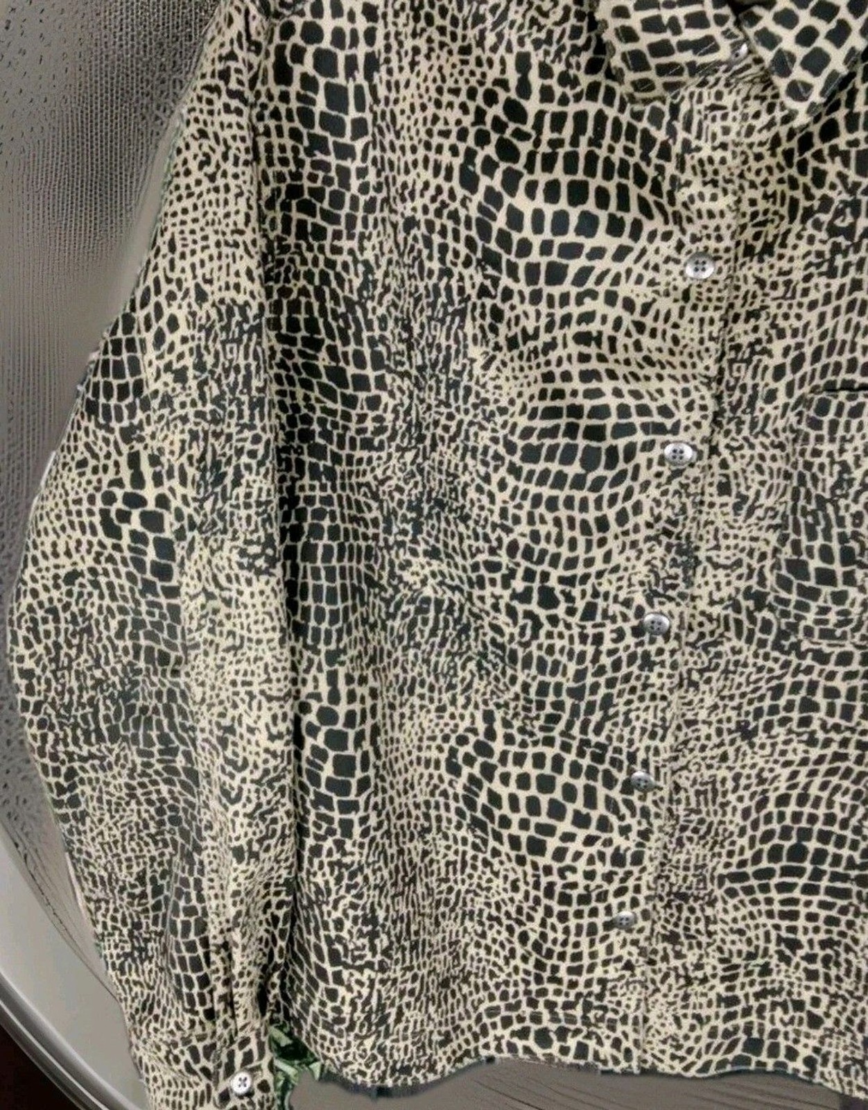 Chico’s Blouse Size 1 US M Button Blouse Cheetah Print Long Sleeve Collar Pocket