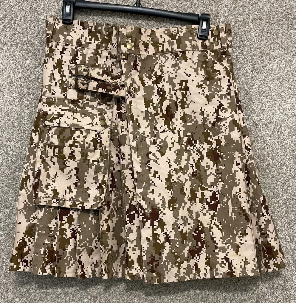 Tactikilt Tactical Commando Kilt Mens Size 34 Digital Camo Beige Cargo Battle