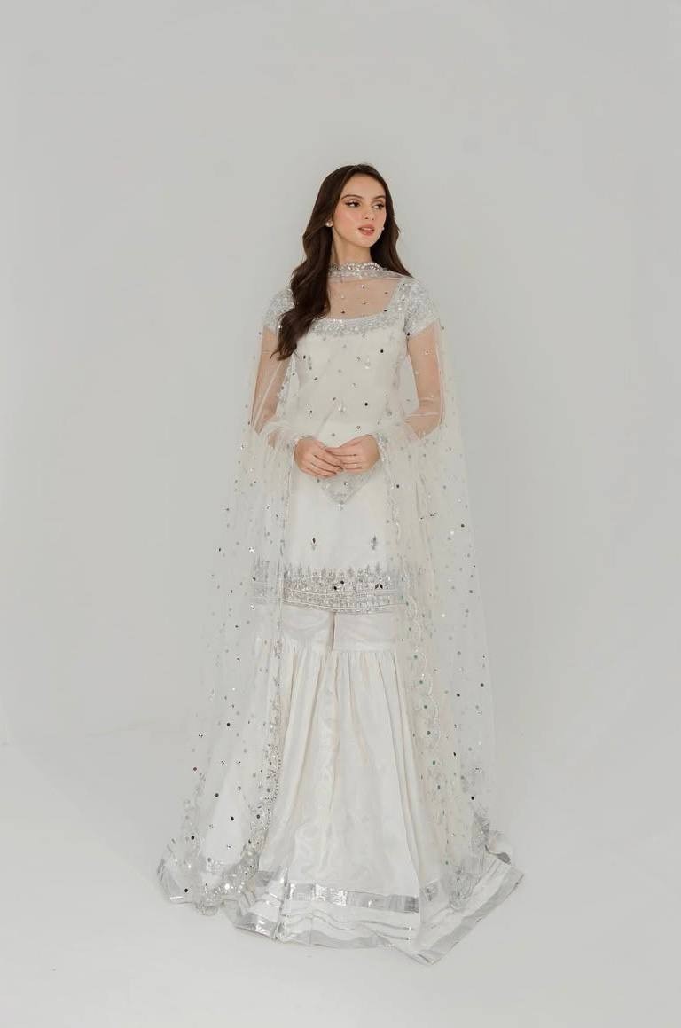 Exclusive White Heavy Faux Georgette Top Palazzo And Dupatta For Function Wear