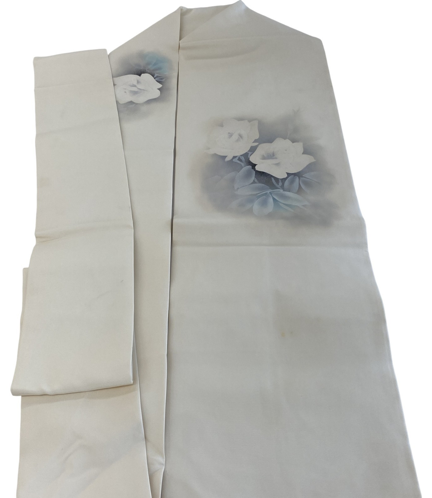 Japanese Vintage Kimono Nagoya Obi Polyester White Traditional Authentic148x11in