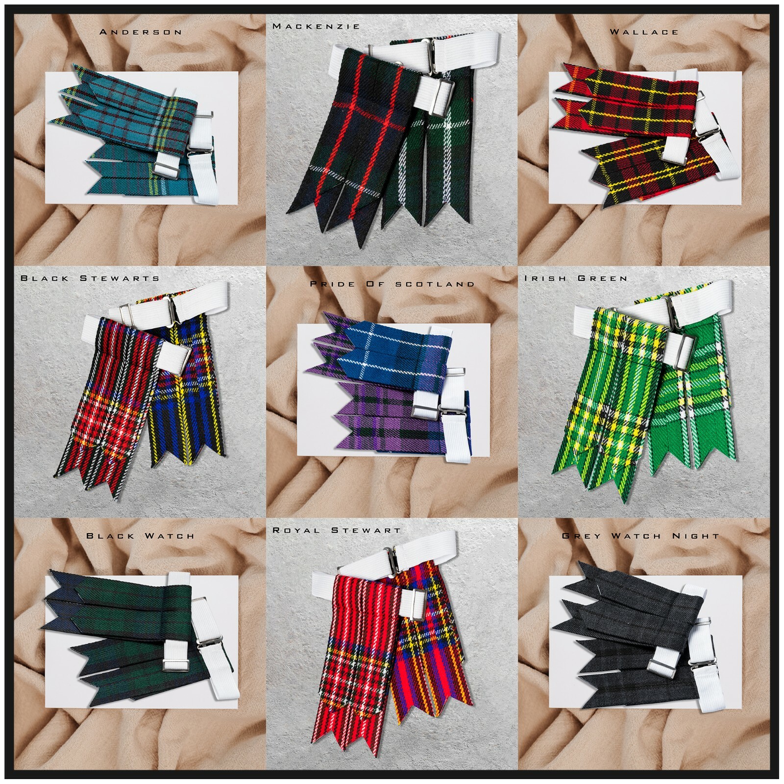 Kilt Flashes Scottish highland Multi Colors Tartan comes Heavy Buckle & Garter
