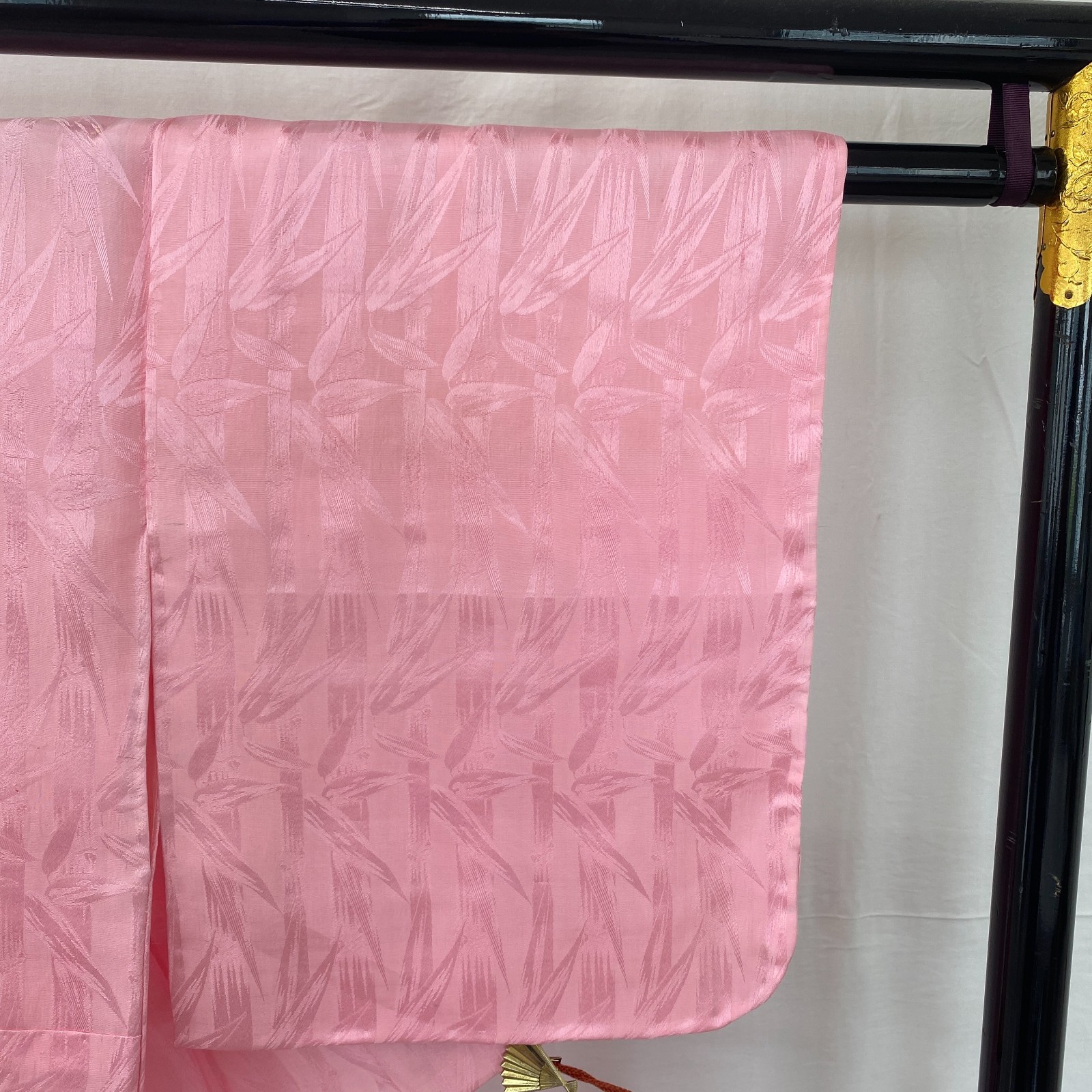 Japanese Vintage Kimono Polyester Pink No Lining Traditional Length 48 in