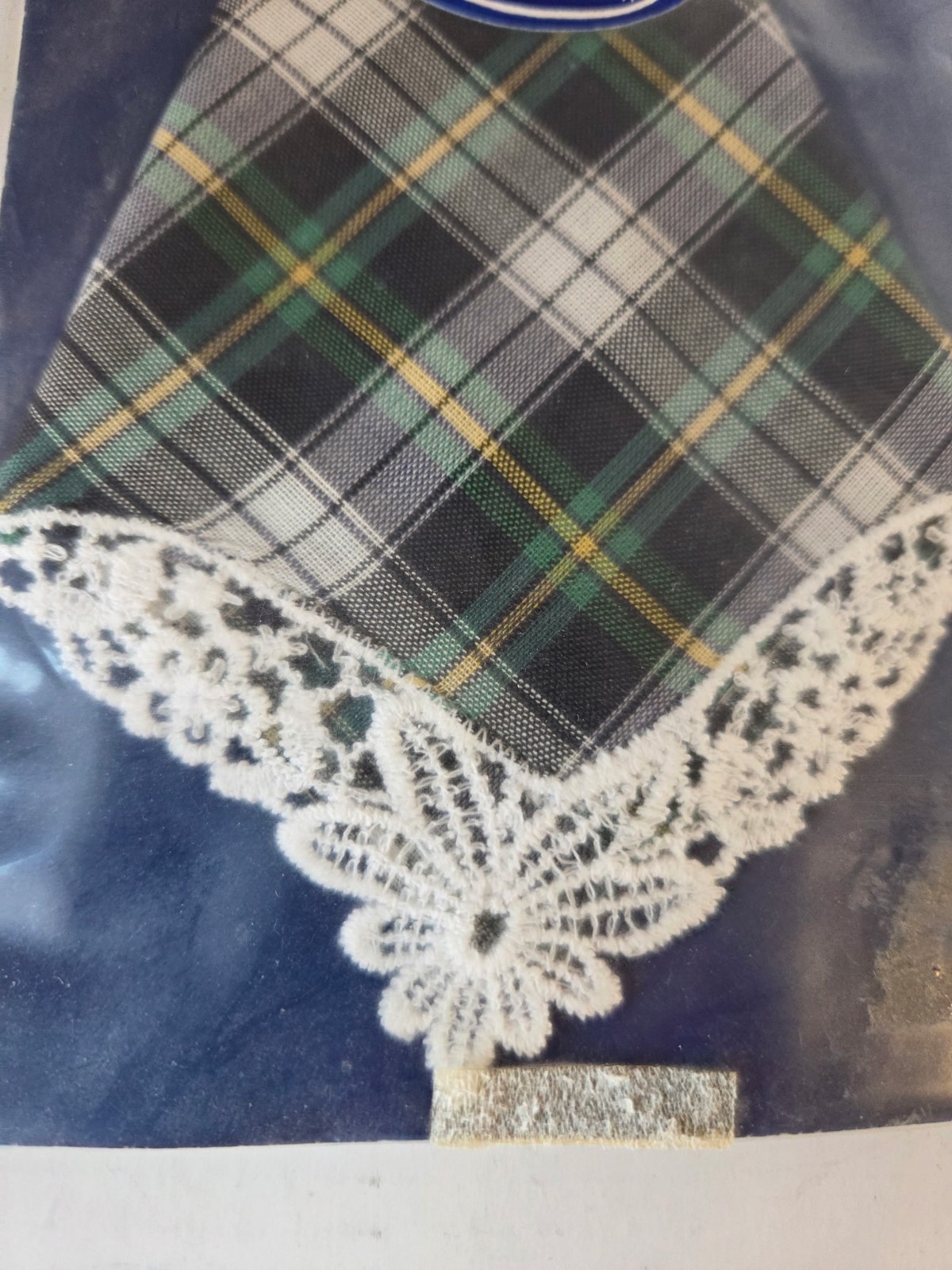 Frae Scotland Plaid Tartan Handerkerchief Navy Green Yellow White
