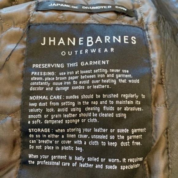 Jhane Barnes Mens Black Japanese Drum Dyed Leather Jacket Quilted Lining Size 44