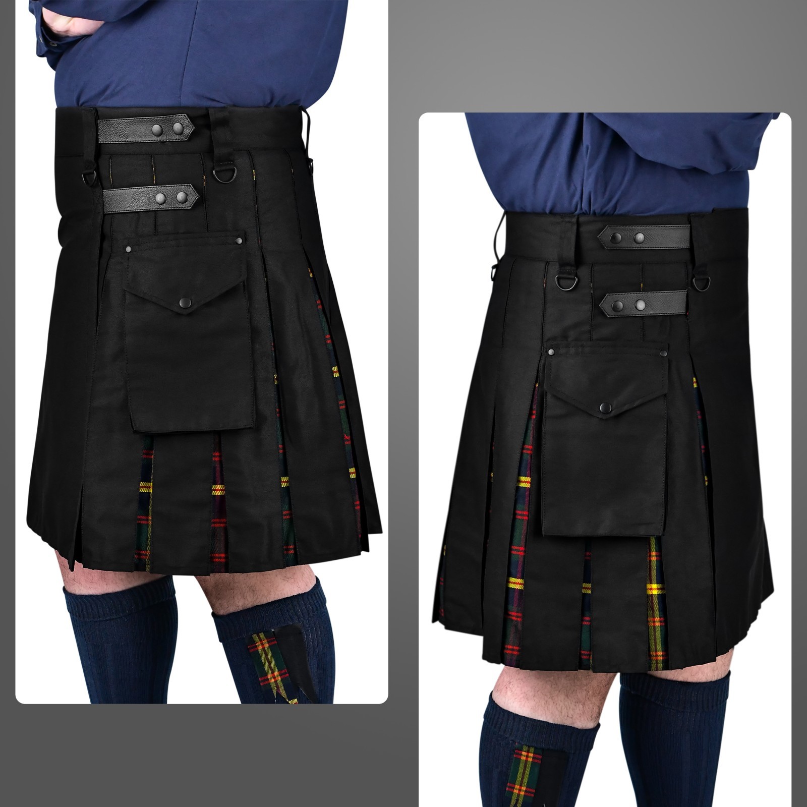 Hybrid Utility Kilts for Men Scottish Traditional Kilt with Flashes