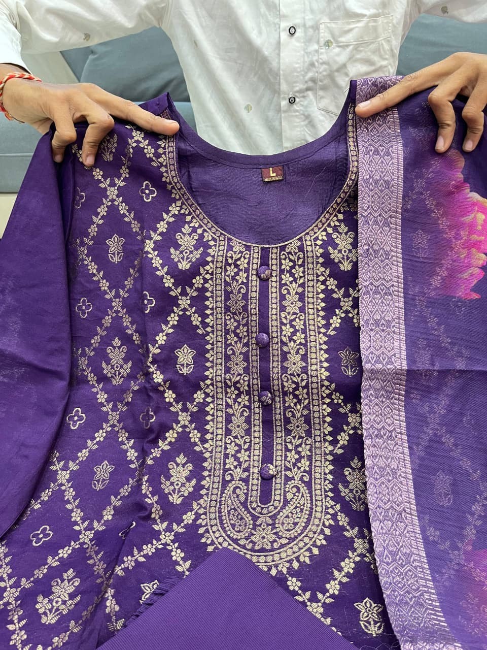 Purple Salwar Kameez Readymade Indian Designer Kurta Palazzo Designer Dupatta