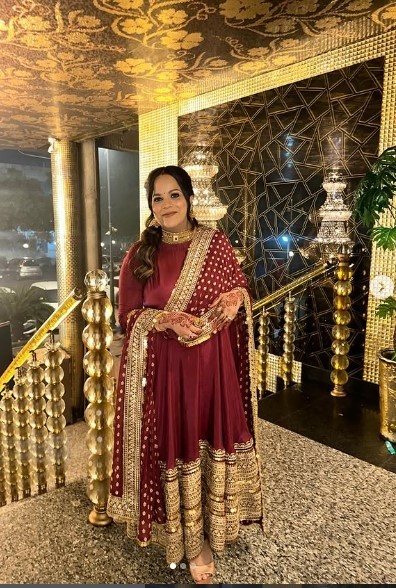 Wine Maroon Anarkali Suit with Intricate Hand Embroidery & Dupatta