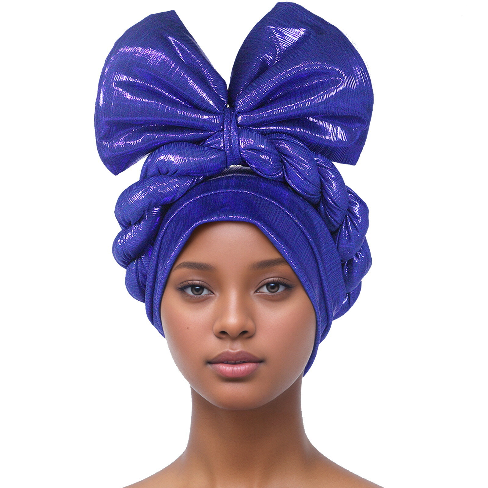 Aso Oke African Headtie Auto Gele Turban Head Wrap Women Bowknot Headwear Arab