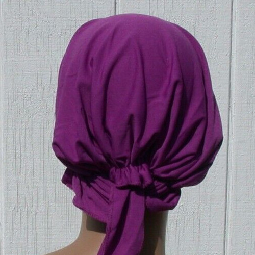 Rhinestone Turban Cap Hijab PURPLE Rayon Chemo Tie Back Cap