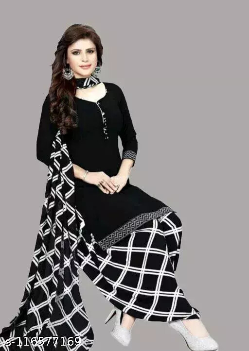 Unstitched Soft Patiala Salwar Kameez Punjabi Indian Synthethic Ethnic Leon – FS