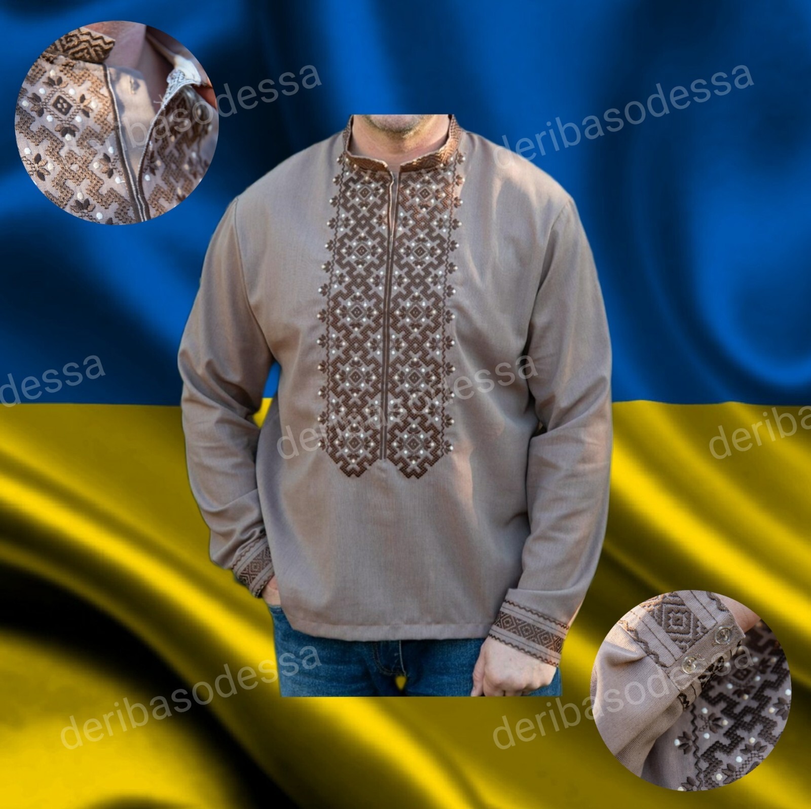 Traditional Ukrainian Embroidered shirt for men Vyshyvanka S,M,L,XL,2XL,3XL,4XL