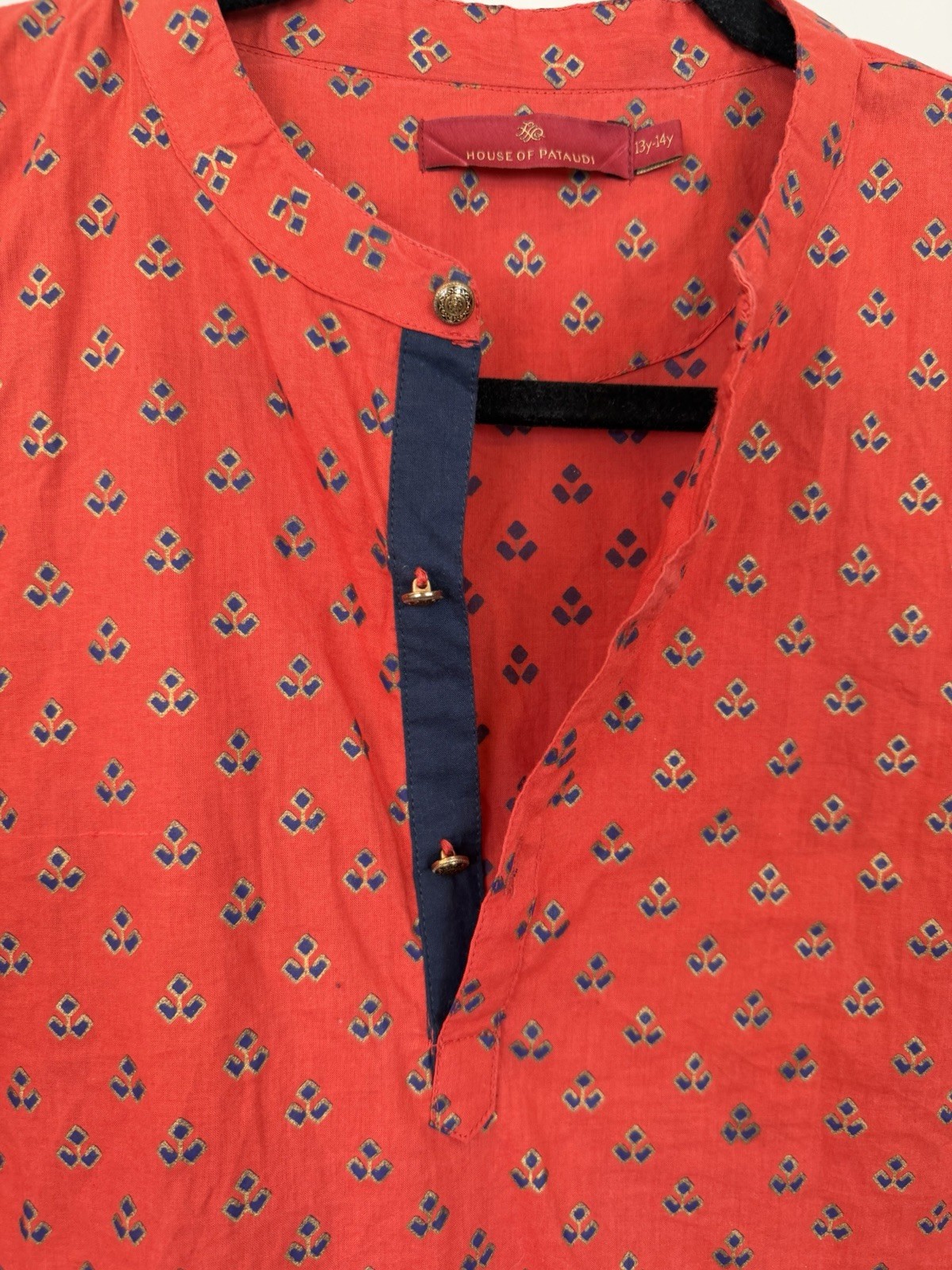 Size 13Y/14Y Cotton tunic, House of Pataudi, printed kurta