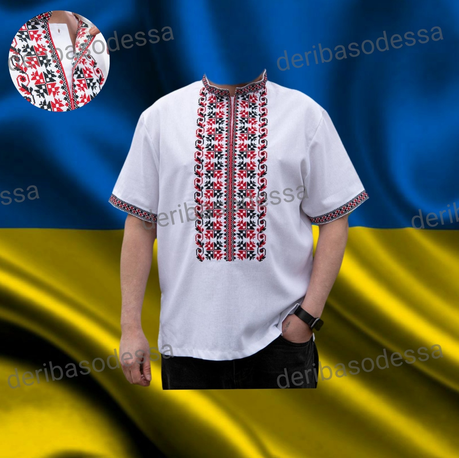 Ukrainian Embroidered Tradition shirt men Sorochka Vyshyvanka Big Size(S-M)-5XL