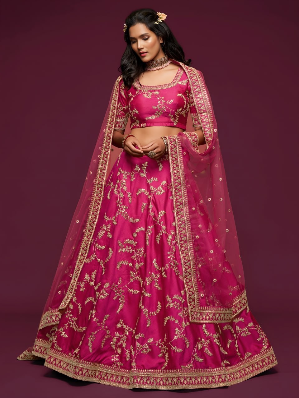 Indian Wedding Bridal Lehenga Choli Zari Sequin Embroidery