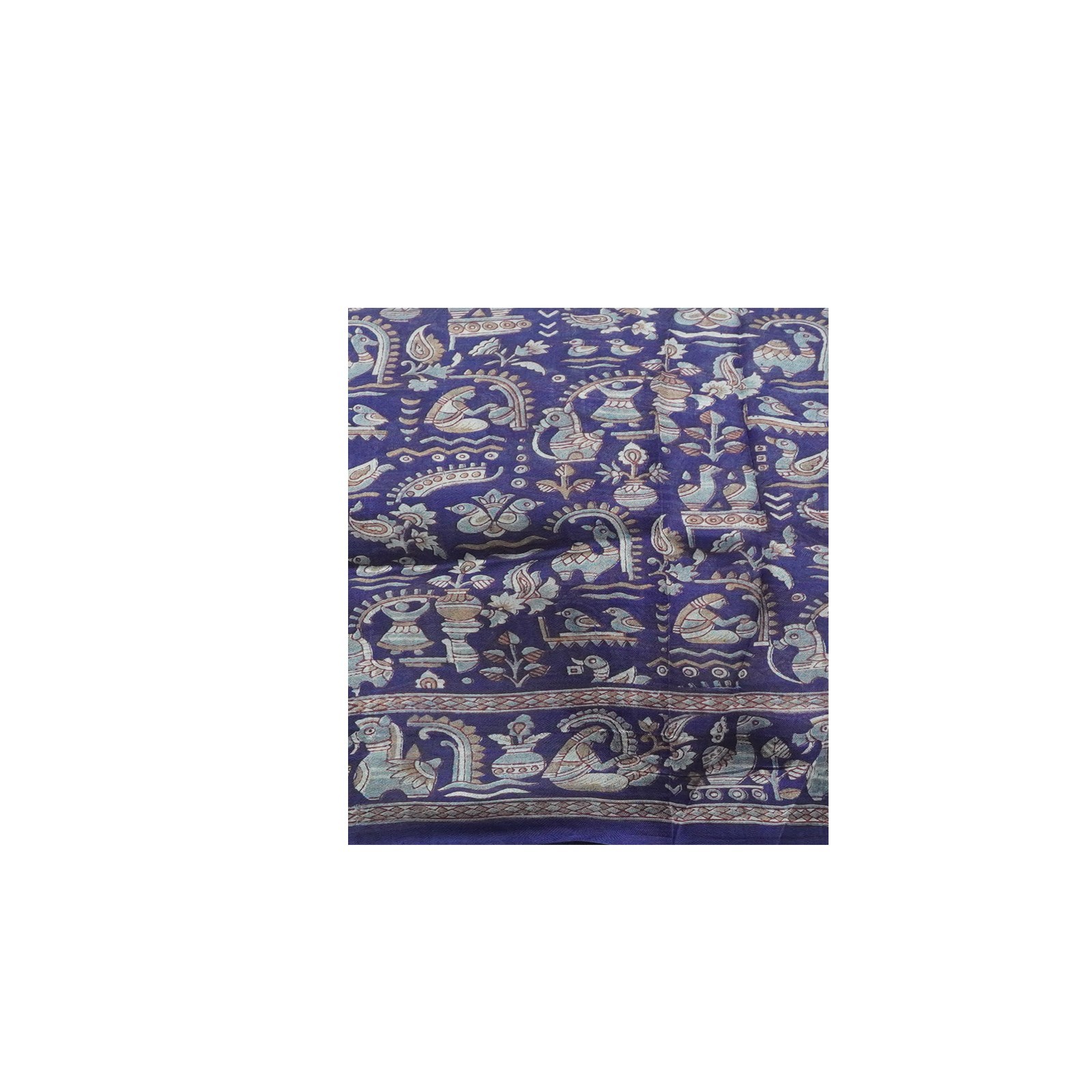 Namaste Vintage Blue Sarees 100% Pure Silk Printed Indian Sari 5YD Craft Fabric