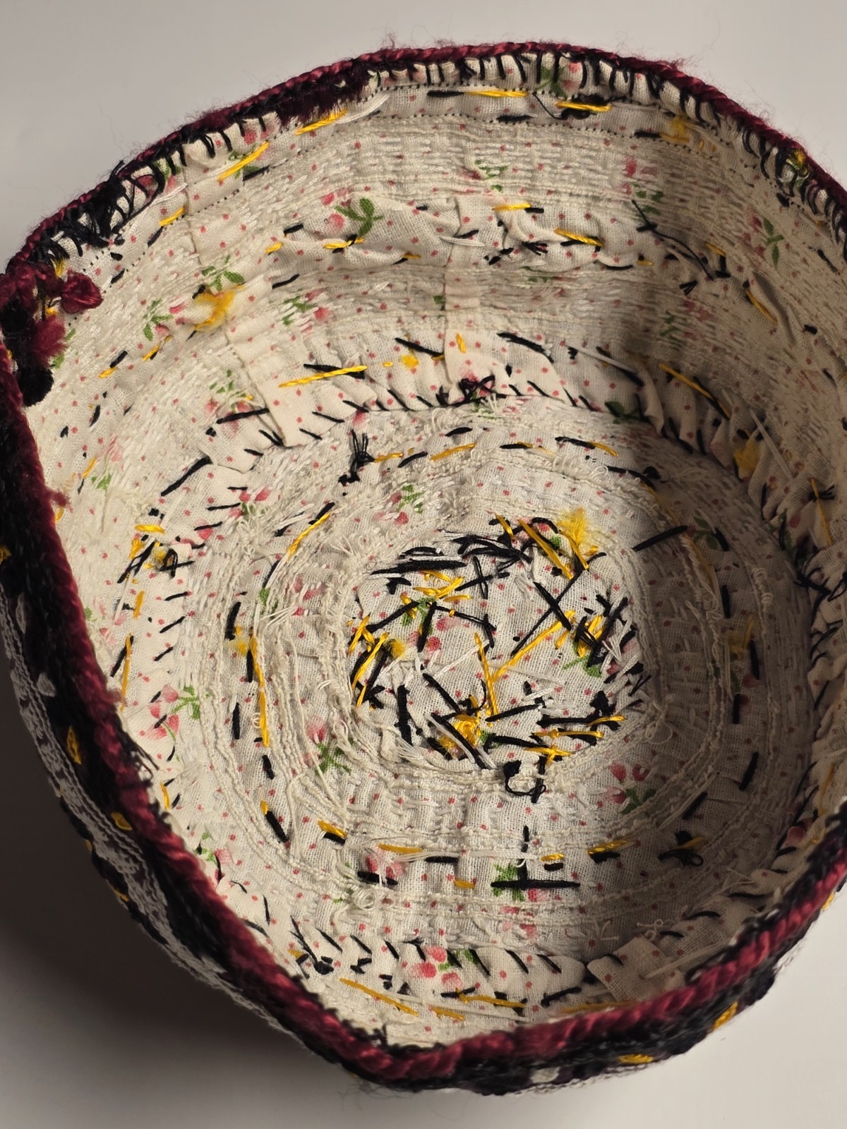 Turkmen Handmade Hat Embroidery Multicolored Tribal Vintage