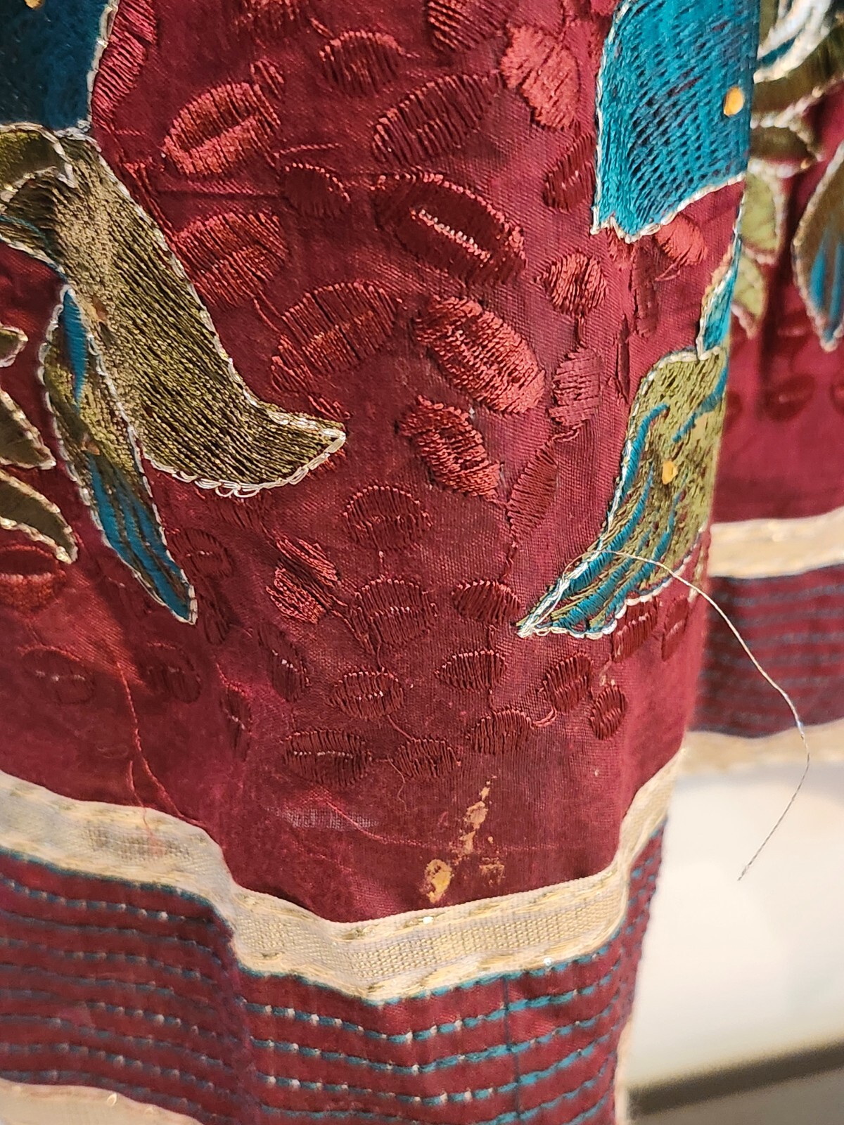 Indian / Pakistani Saree Red / Blue Multicolor Dress Wedding Party Large L/XL
