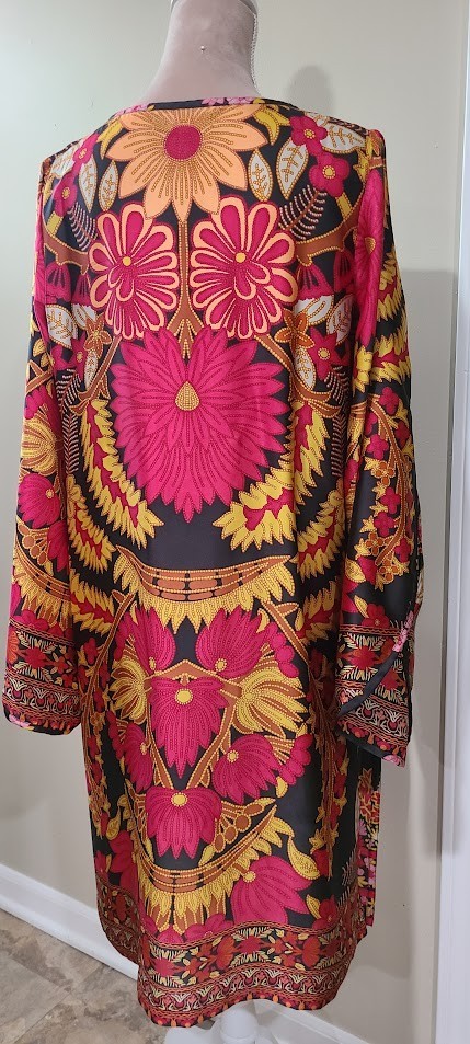 Pakistani Shirt Kurta Kameez Silk Printed Fancy Party Wear Size M/L Dark Brown