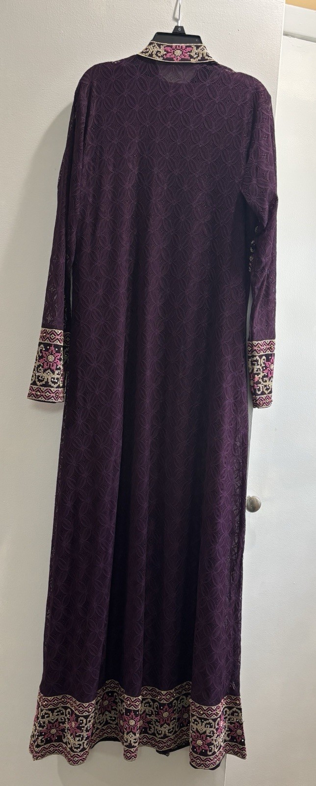 Handmade Women’s Purple Velvet Embroidered palestinian thobe , Size M