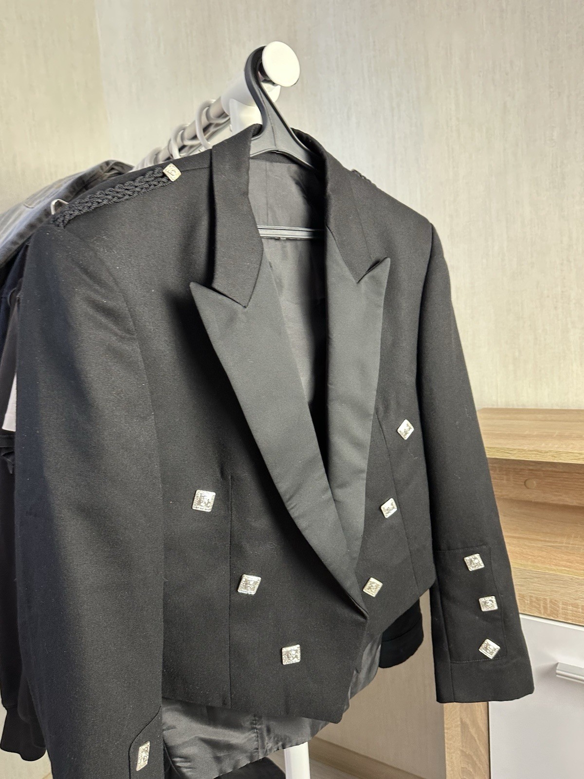 Mens Black Magee Prince Charlie Jacket Size 46R 100% Pure New Wool