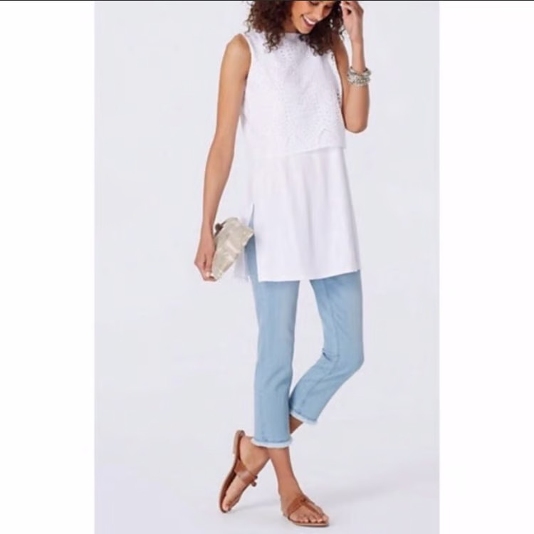 J. Jill | Eyelet Tunic White Tank