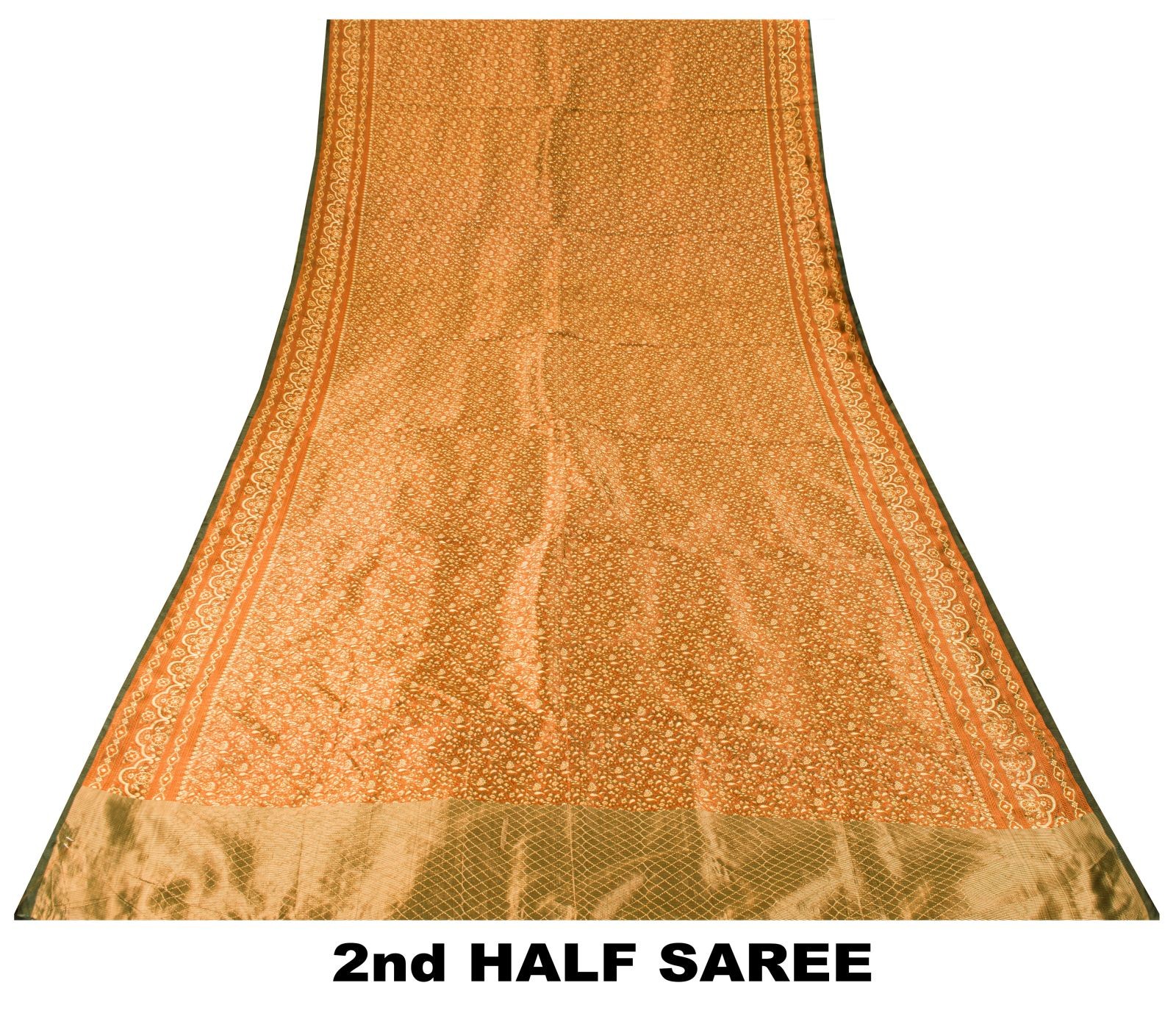 Sanskriti Vintage Saree Brown Blend Silk Craft Fabric Brocade Woven Sari 5+Yd