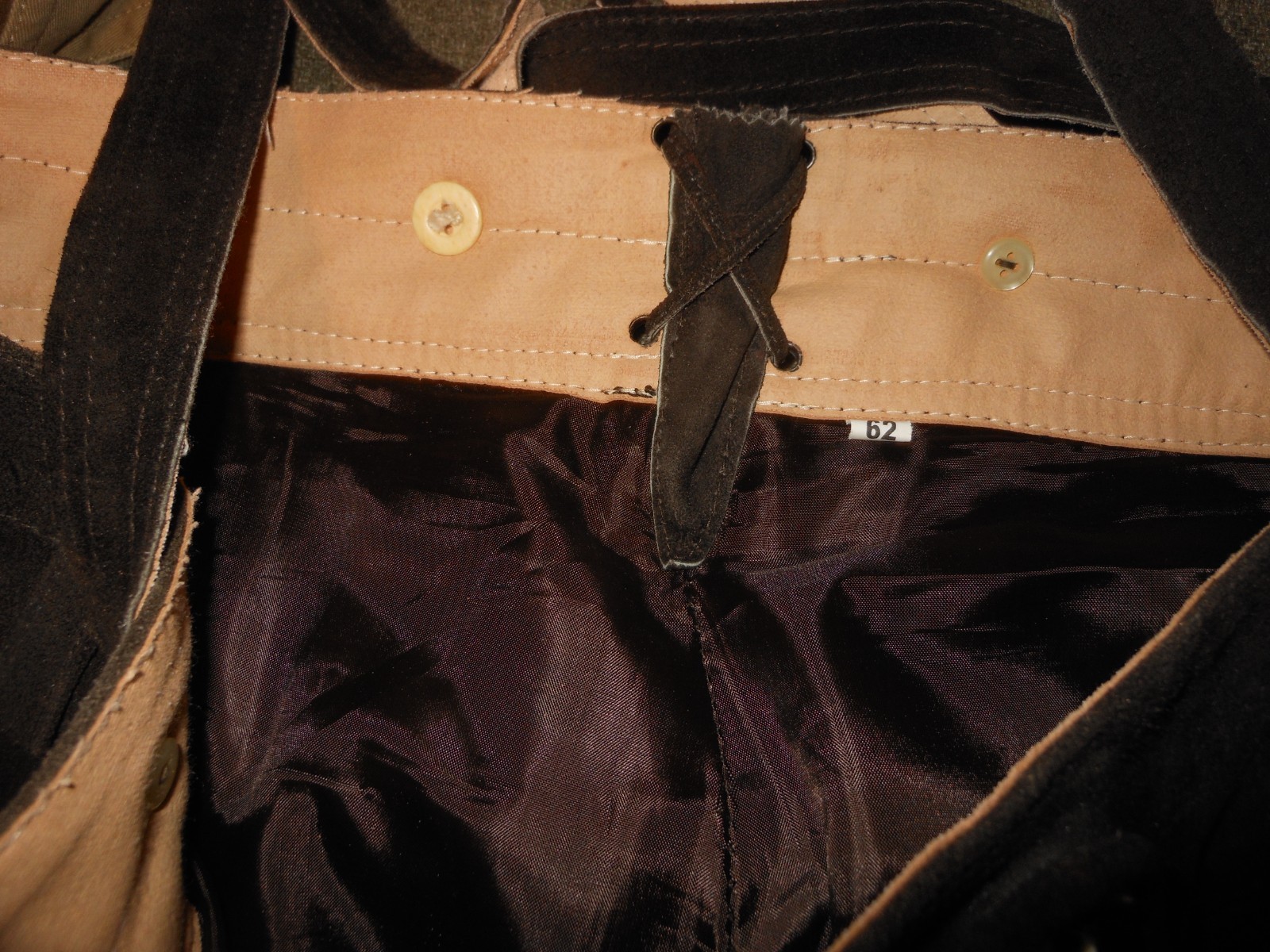 Lederhosen, men, long, size 48, used embroidered, linned