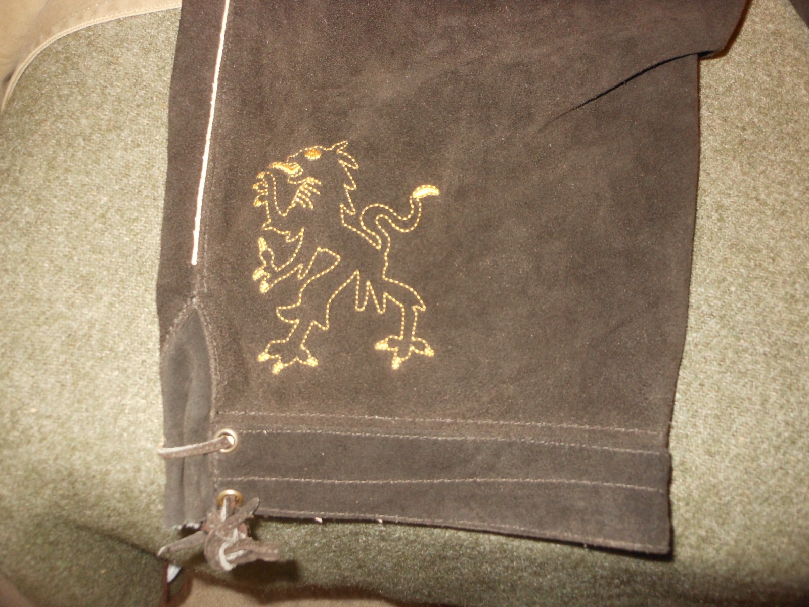 Lederhosen, men, long, size 48, used embroidered, linned