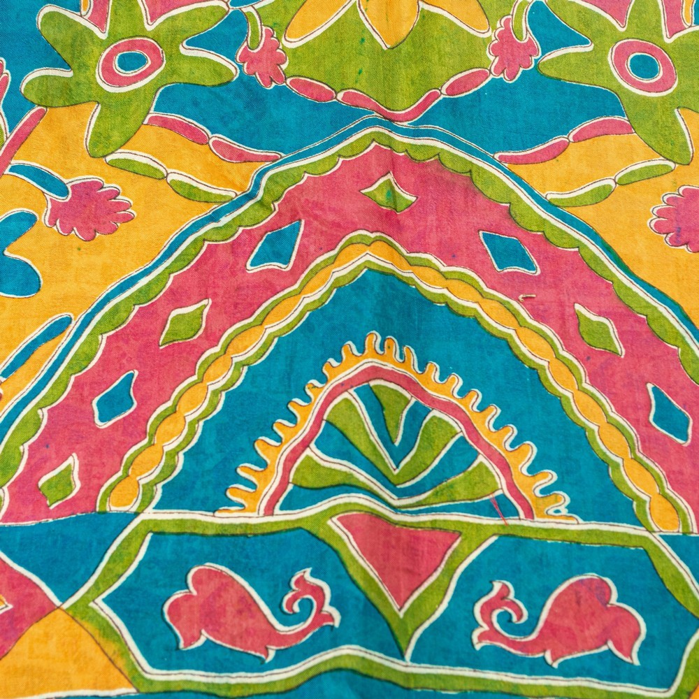 Sanskriti Vintage Sarees Ivory Pure Cotton Women Print 5+Yd Craft Supplies Sari