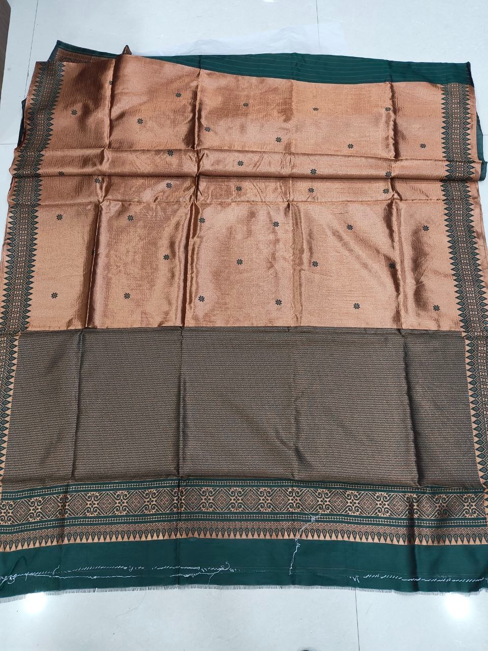 Women Soft Lichi Silk Green Saree With Blouse Indian Designer Wedding Party Wear
