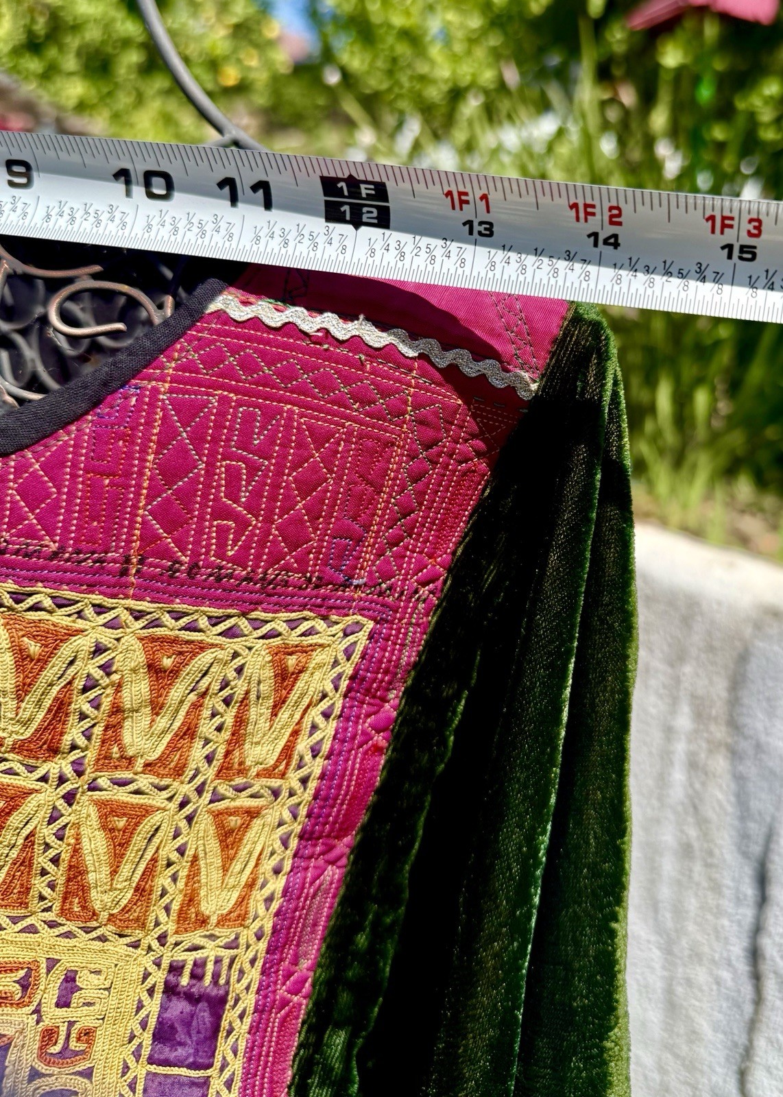 Vtg 1970s Afghani KUCHI Tribal VELVET Ceremonial MAXI DRESS Hand Embroidered SM