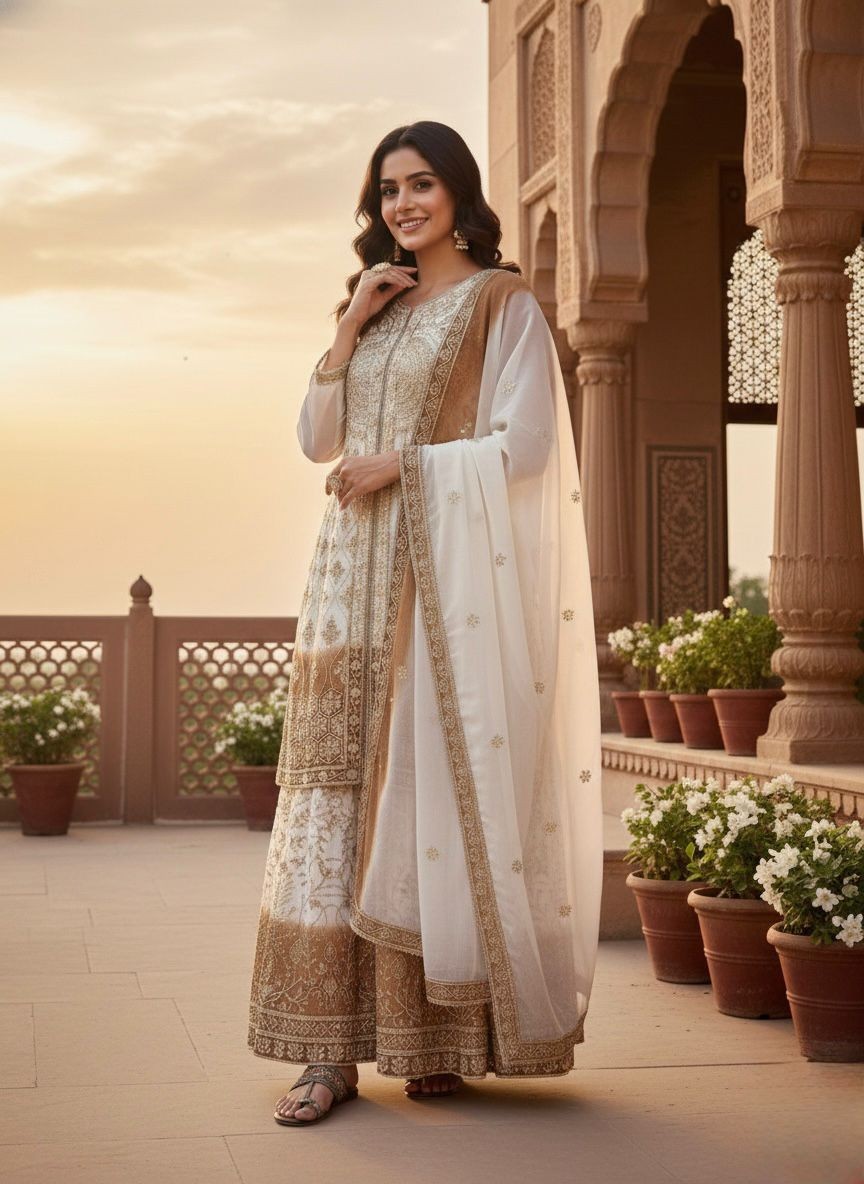 Upcoming Festival Wear Kurta Palazzo Set, Indian Women Salwar Kameez Readymade