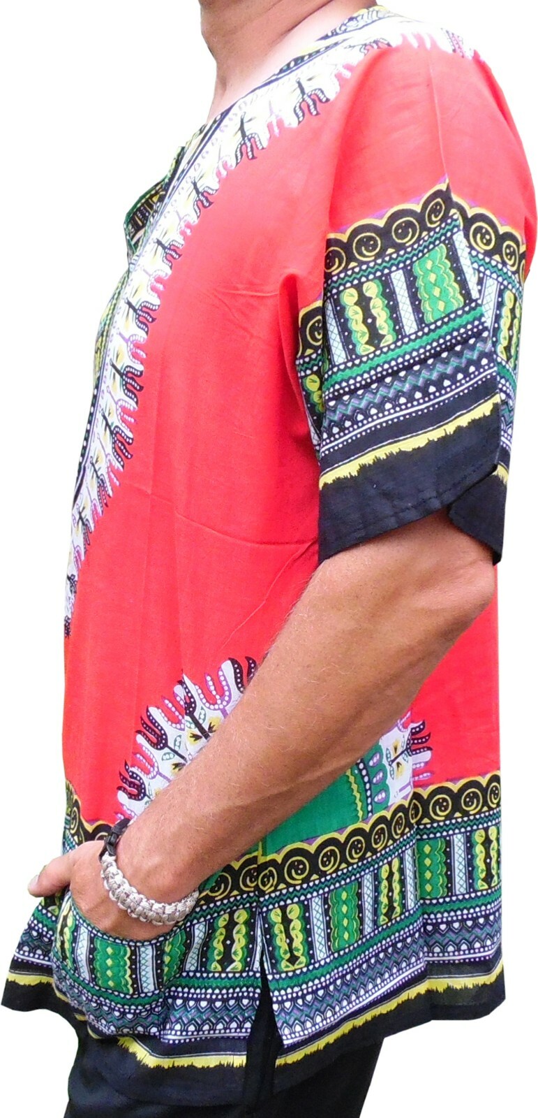 Mens RED Dashiki Shirt African Blouse Top Rap Rapper ~ FAST SHIPPING