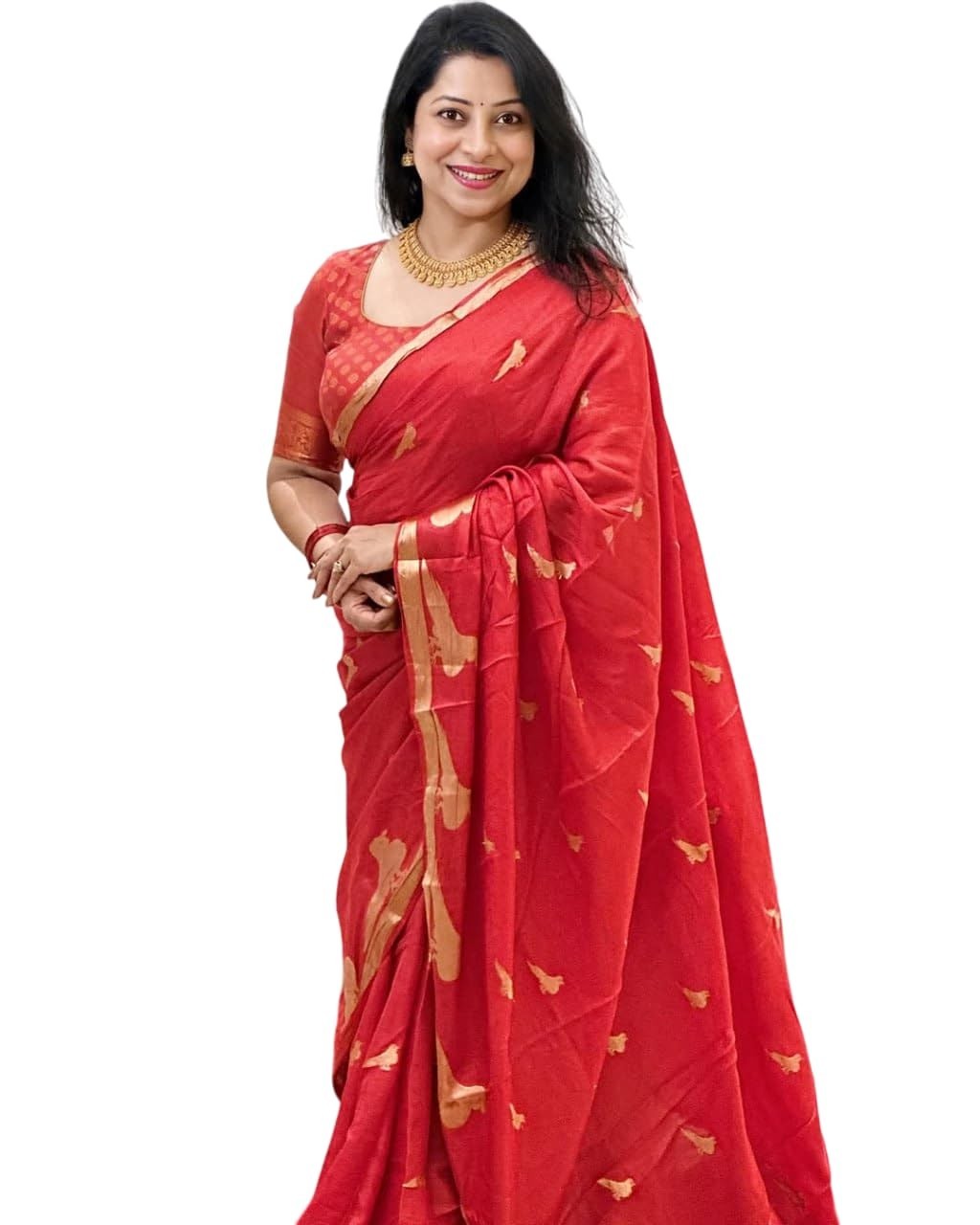 Women’s Beautiful Soft Silk Zari Weaving Saree With Blouse Piece