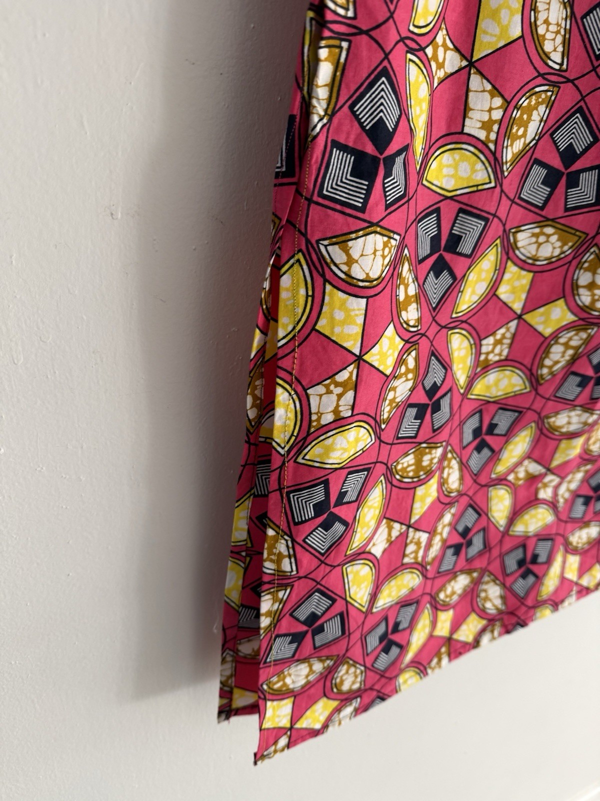 African Inspired Ghana Nigeria Ankara Yellow Pink Pencil Skirt Size Medium Larg