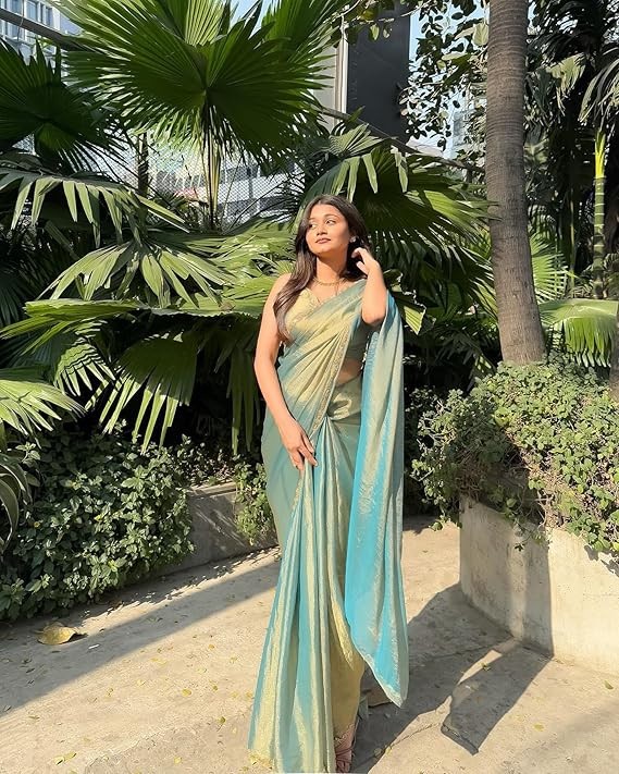 Women’s Soft Silk Saree with Handwork Lace Border & Unstitched Blouse Piece