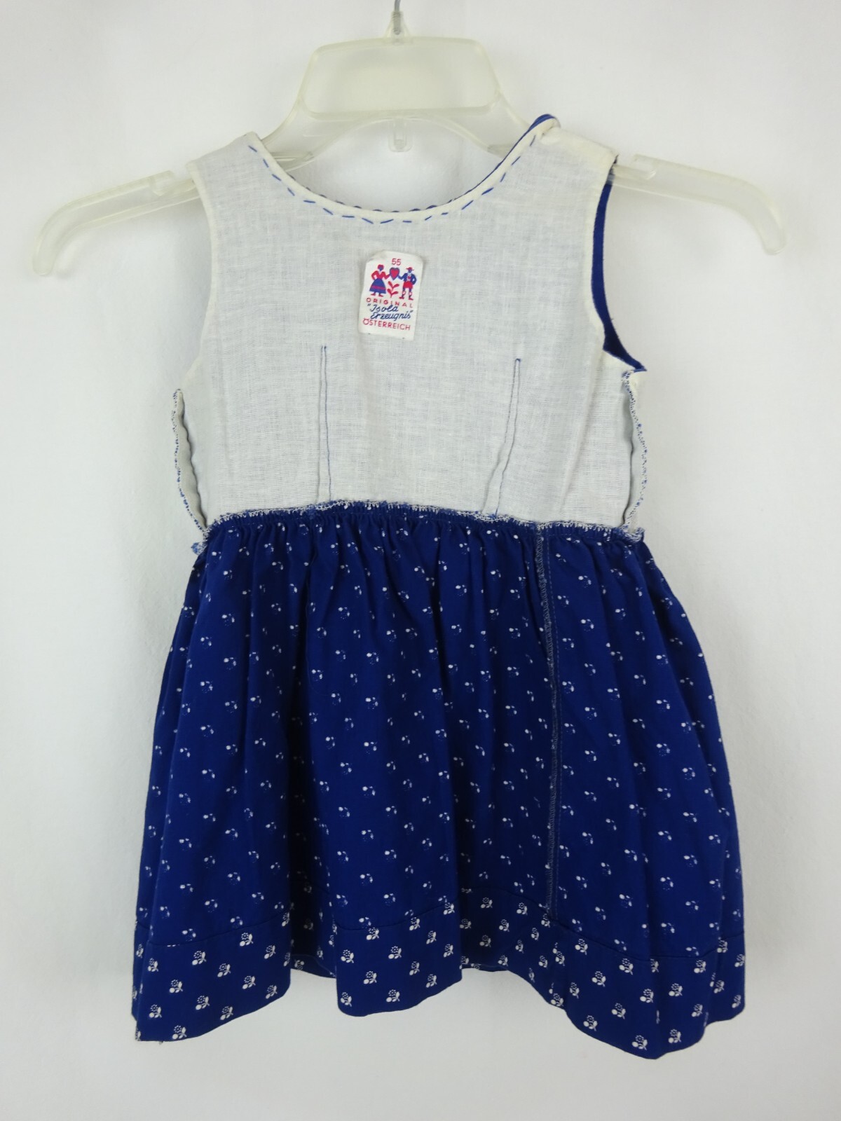Isola Erzeugnis Osterreich Original Dress / Romper Blue White Floral ~ Toddler