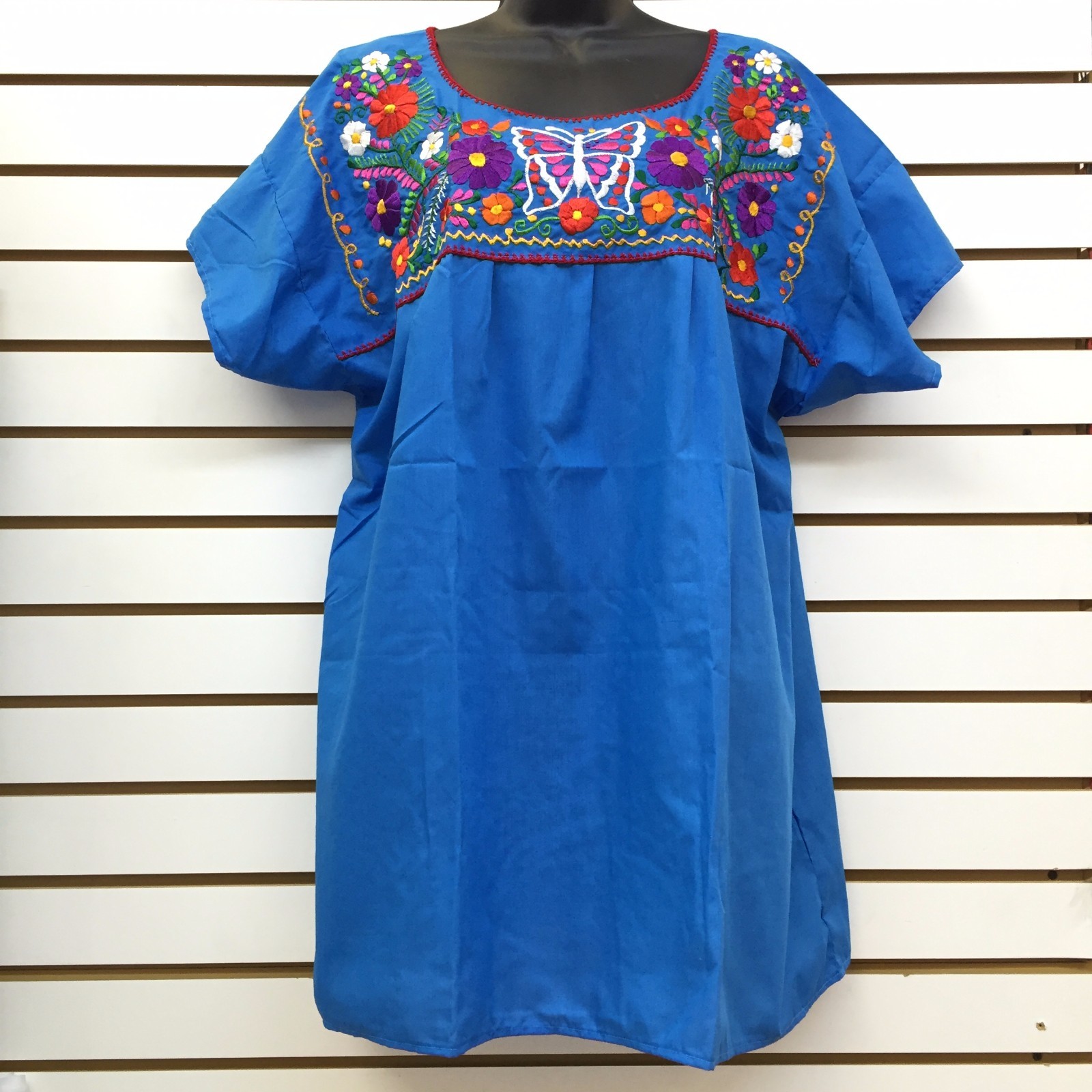 Puebla Mexican Hippie Peasant Vintage Embroidered Blouse Top Assorted Colors