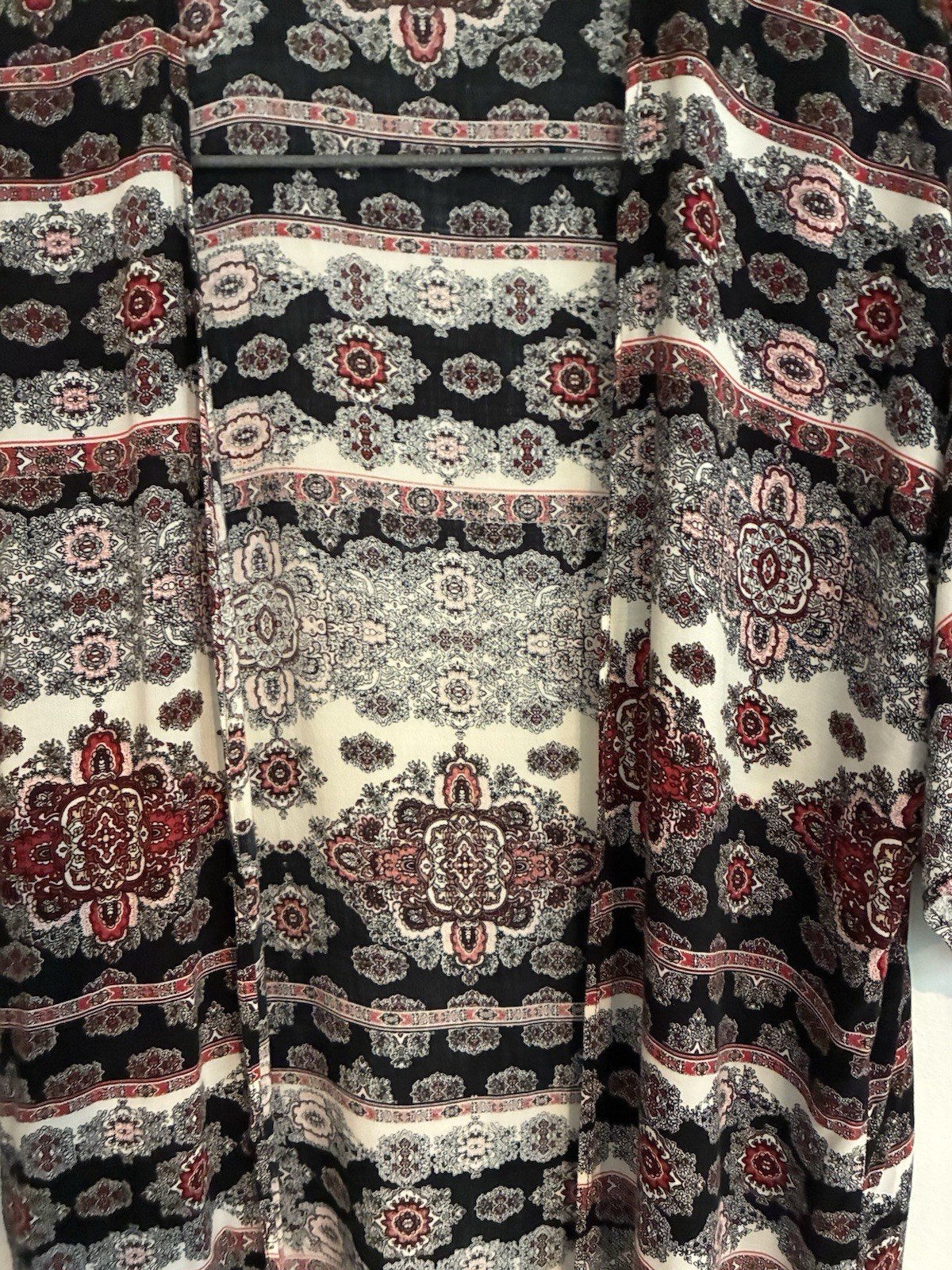 Earthbound Trading Co Kimono Overlay Cover Up Multi Color Black Red White Small