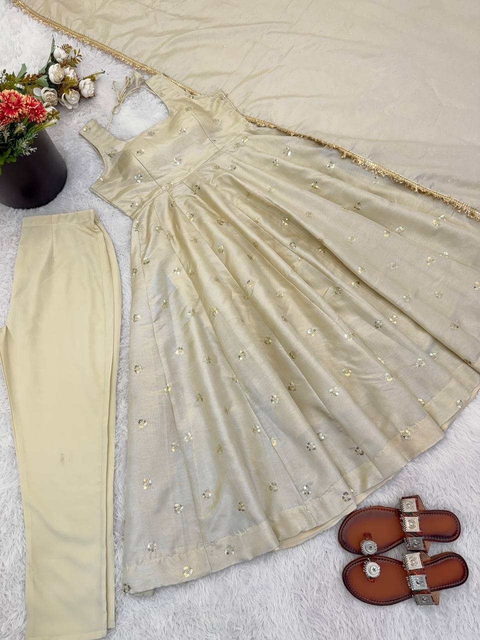 New Embroidered Cosmos Gold Salwar Kameez With Dupatta For Function & Party Wear