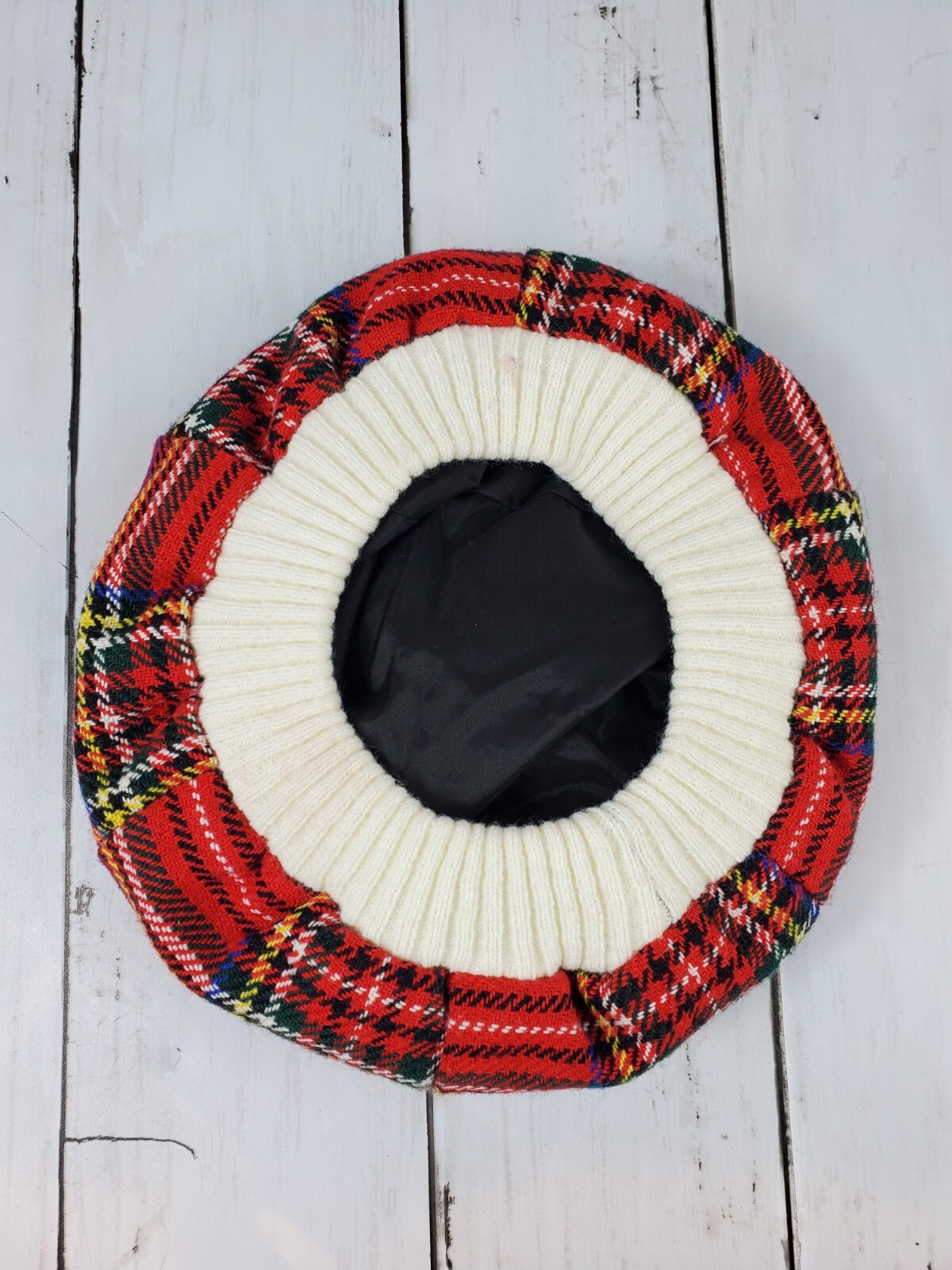 Vintage Scottish Tartan Hat Cap Beret Tam O’ Shanter Made in Great Britain Red