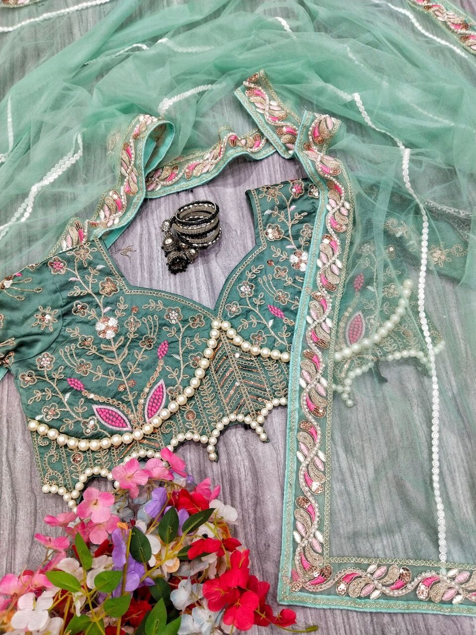 Bollywood Style Heavy Net Saree With Kasturi Silk Blouse For Women & Girls Wear
