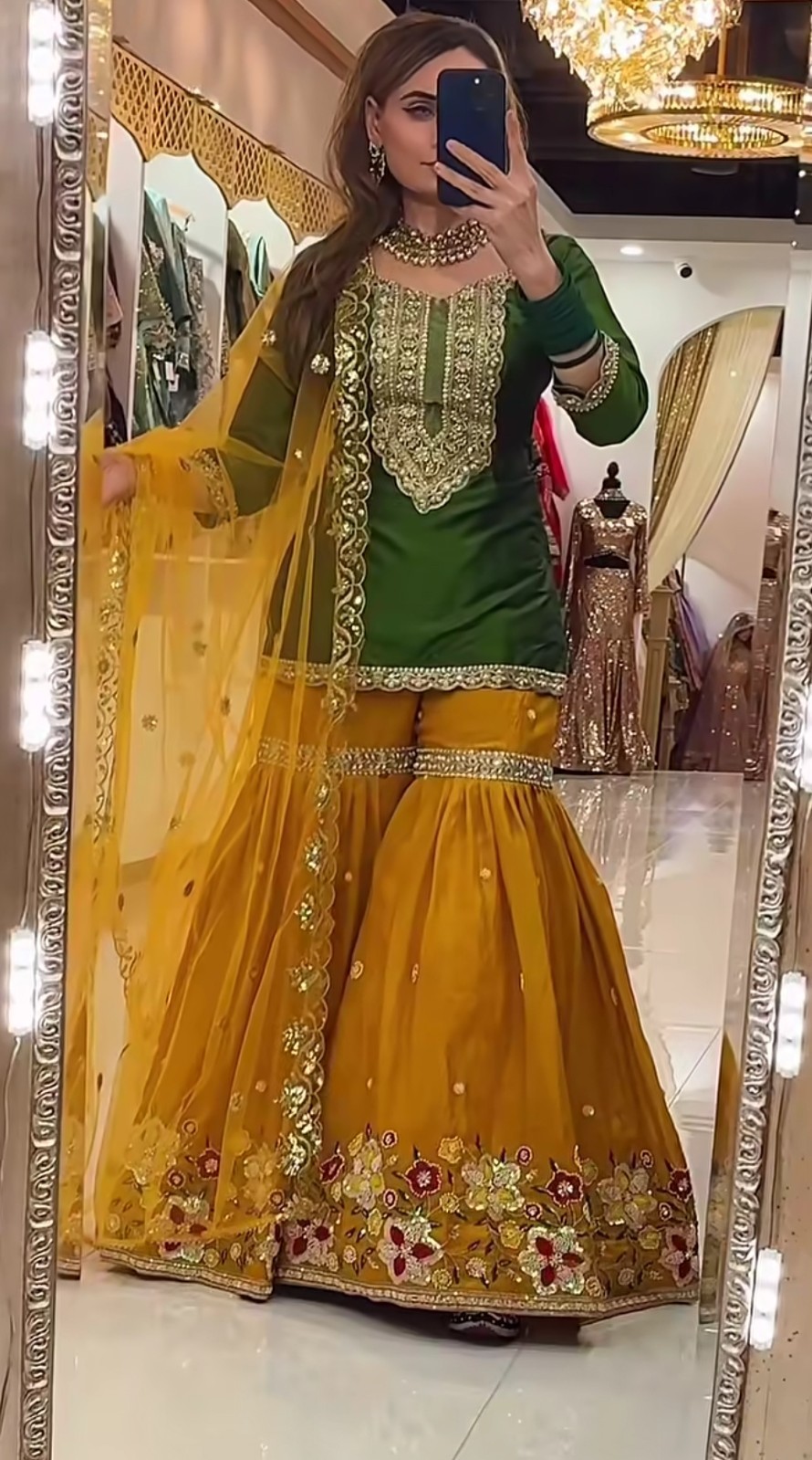 Readymade Designer Stitched Sharara Blouse with Shurg suits Dress For Women