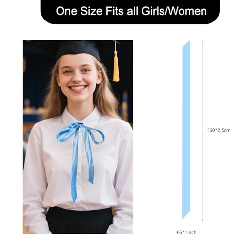 Jmkcoz Bow Tie for Women Girls Self Tie Satin Ribbon Bow Ties Bowties Long Blue