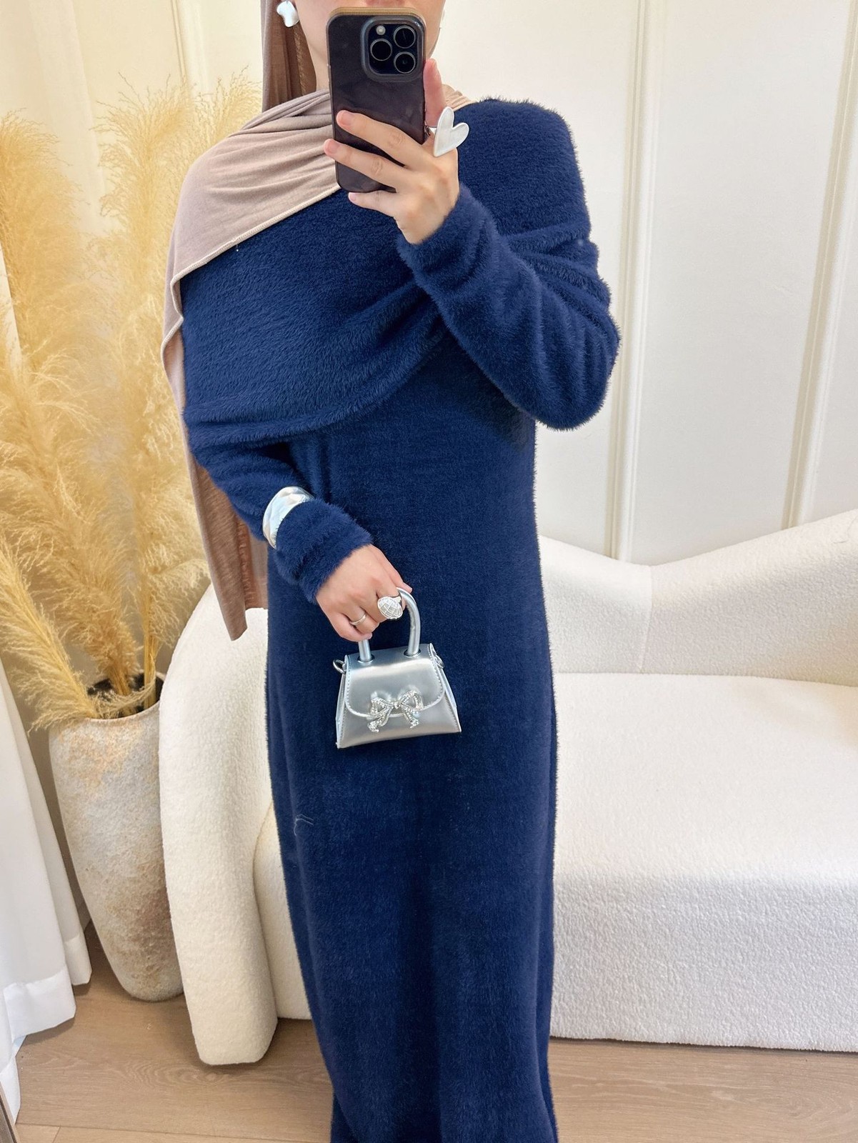 Regular Fit Soft Women Abaya With Belt Fashion Solid Color Sweater Wrap Kaftan